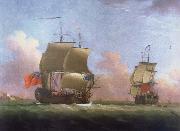 Monamy, Peter THe Ship rigged royal yacht Dublin in two positions china oil painting reproduction